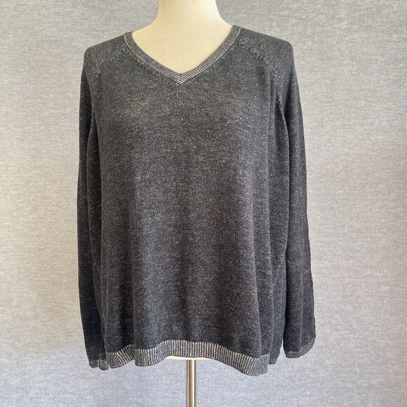 Eileen Fisher Organic Cotton Sweater Small Oversized Coastal Preppy Quiet Luxury - Picture 2 of 11